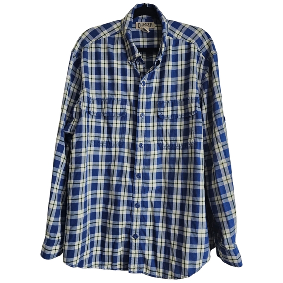 Duluth Trading Co Other - Duluth Trading Co Blue White Plaid Button Down Work Shirt Gusseted Pits Size XL